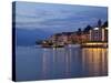 Promenade and Lake at Dusk, Bellagio, Lake Como, Lombardy, Italian Lakes, Italy, Europe-Frank Fell-Stretched Canvas