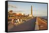 Promenade and Lighthouse Faro De Maspalomas in the Evening-Markus Lange-Framed Stretched Canvas