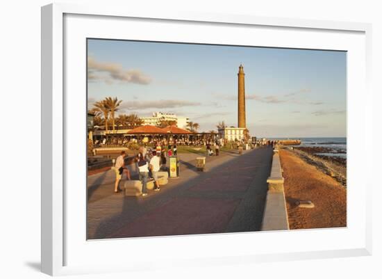 Promenade and Lighthouse Faro De Maspalomas in the Evening-Markus Lange-Framed Photographic Print