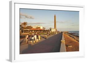 Promenade and Lighthouse Faro De Maspalomas in the Evening-Markus Lange-Framed Photographic Print