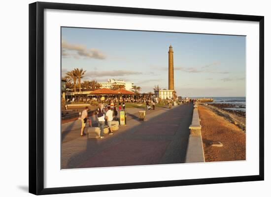 Promenade and Lighthouse Faro De Maspalomas in the Evening-Markus Lange-Framed Photographic Print