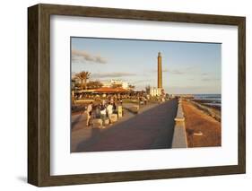 Promenade and Lighthouse Faro De Maspalomas in the Evening-Markus Lange-Framed Photographic Print