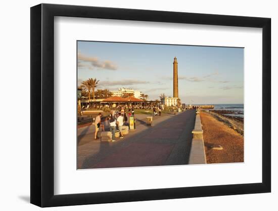 Promenade and Lighthouse Faro De Maspalomas in the Evening-Markus Lange-Framed Photographic Print