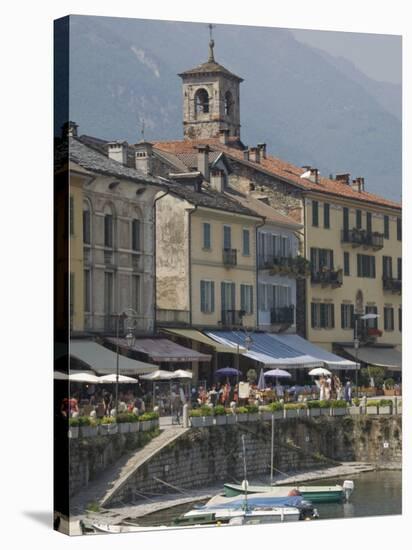 Promenade Cafes by the Old Harbour, Cannobio, Lago Maggiore, Switzerland, Europe-James Emmerson-Stretched Canvas