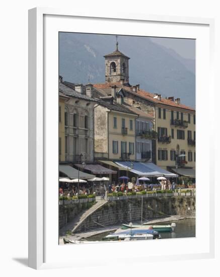 Promenade Cafes by the Old Harbour, Cannobio, Lago Maggiore, Switzerland, Europe-James Emmerson-Framed Photographic Print