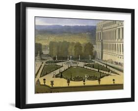 Promenade de Louis XIV en vue du Parterre du Nord dans les jardins de Versailles vers 1688-Etienne Allegrain-Framed Giclee Print