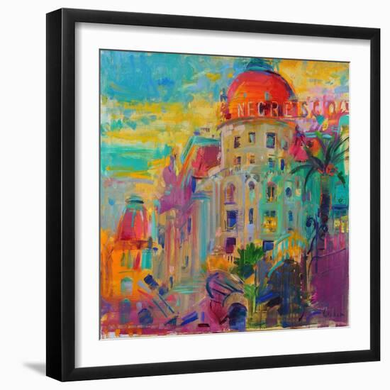 Promenade Des Anglais, Sunset, 2023 (Oil on Canvas)-Peter Graham-Framed Giclee Print