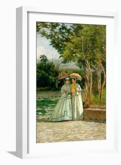 Promenade in a Garden-Silvestro Lega-Framed Giclee Print