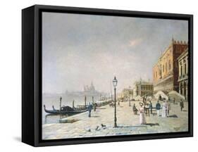 Promenade in Venice-Etienne Leroy-Framed Stretched Canvas