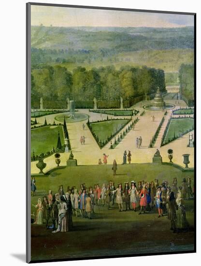 Promenade of Louis XIV by the Parterre Du Nord, Detail of Louis and His Entourage, circa 1688-Etienne Allegrain-Mounted Giclee Print