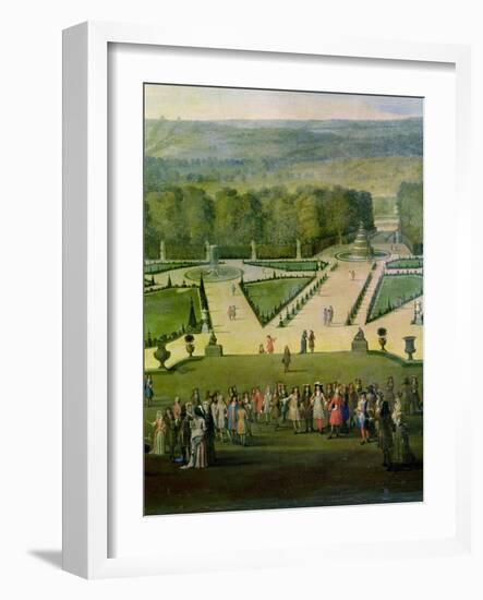 Promenade of Louis XIV by the Parterre Du Nord, Detail of Louis and His Entourage, circa 1688-Etienne Allegrain-Framed Giclee Print