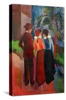 Promenade of three people,1914 Oil on canvas, 56 x 33 cm.-August Macke-Stretched Canvas