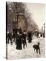 Promenade on a Winter Day, Brussels, 1887-Frans Gaillard-Stretched Canvas