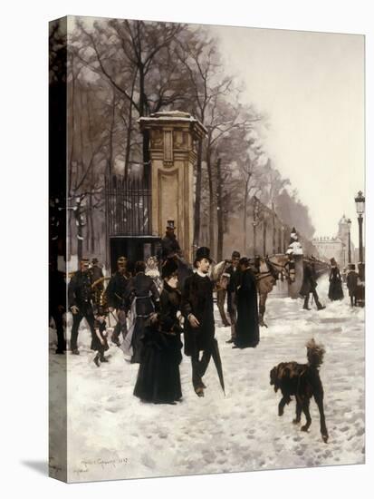 Promenade on a Winter Day, Brussels, 1887-Frans Gaillard-Stretched Canvas