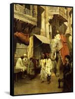 Promenade on an Indian Street-Edwin Lord Weeks-Framed Stretched Canvas