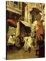 Promenade on an Indian Street-Edwin Lord Weeks-Stretched Canvas