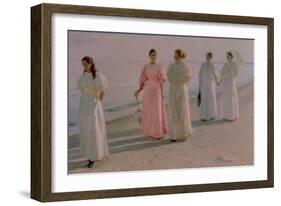 Promenade on the Beach-Michael Peter Ancher-Framed Giclee Print