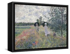 Promenade Pres D'Argenteuil-Claude Monet-Framed Stretched Canvas