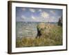 Promenade sur la falaise à Pourville-Claude Monet-Framed Giclee Print