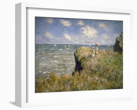 Promenade sur la falaise à Pourville-Claude Monet-Framed Giclee Print