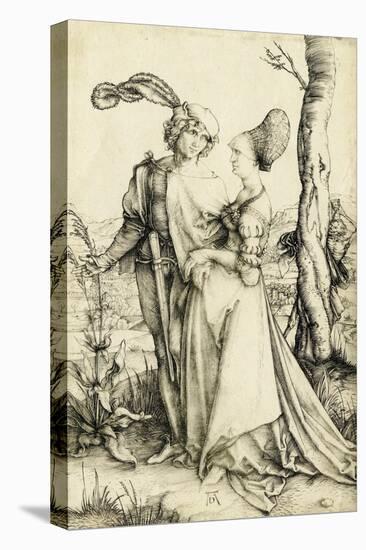 Promenade (Young Couple Threatened by Death)-Albrecht Dürer-Stretched Canvas