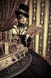 Portrait Of A Beautiful Steampunk Woman Over Vintage Background-prometeus-Stretched Canvas