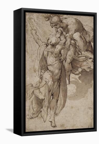 Prometheus, Aided by Minerva, Steals Fire from Heaven-Pellegrino Tibaldi-Framed Stretched Canvas