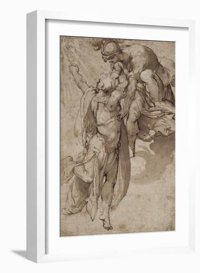 Prometheus, Aided by Minerva, Steals Fire from Heaven-Pellegrino Tibaldi-Framed Giclee Print