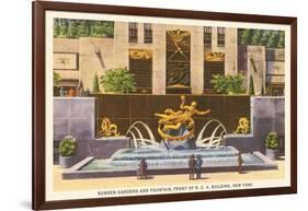 Prometheus Fountain, Rockefeller Center, New York City-null-Framed Art Print