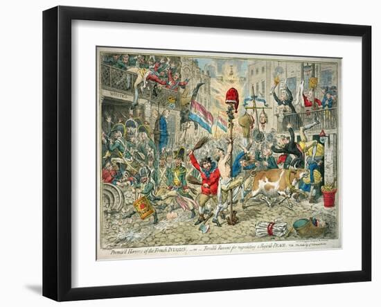 Promis'D Horrors of the French Invasion, Published by Hannah Humphrey, 1796-James Gillray-Framed Giclee Print