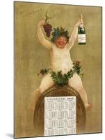 Promotional Calendar for Pfungst Freres Champagne, Illustrating Bacchus Seated on a Barrel-Jan van Beers-Mounted Giclee Print