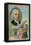 Promotional Card for 'Poulain' Chocolate with an Illustration of Sir Isaac Newton-null-Framed Stretched Canvas