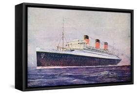 Promotional Postcard Depicting the 'Ile De France' Liner for the Compagnie Generale Transatlantique-null-Framed Stretched Canvas