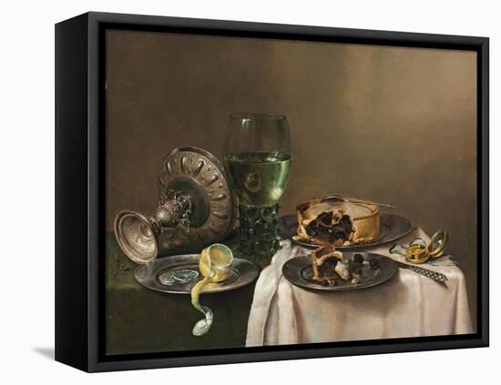 Pronk Still Life, with a Roemer, an Upturned Silver Tazza, a Half-Peeled Lemon on a Pewter Plate,…-Willem Claesz. Heda-Framed Stretched Canvas