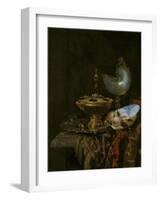 Pronk Still Life with Holbein Bowl, Nautilus Cup, Glass Goblet and Fruit Dish, 1678-Willem Kalf-Framed Giclee Print