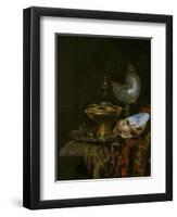 Pronk Still Life with Holbein Bowl, Nautilus Cup, Glass Goblet and Fruit Dish, 1678-Willem Kalf-Framed Giclee Print