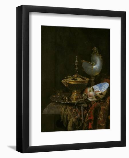 Pronk Still Life with Holbein Bowl, Nautilus Cup, Glass Goblet and Fruit Dish, 1678-Willem Kalf-Framed Giclee Print