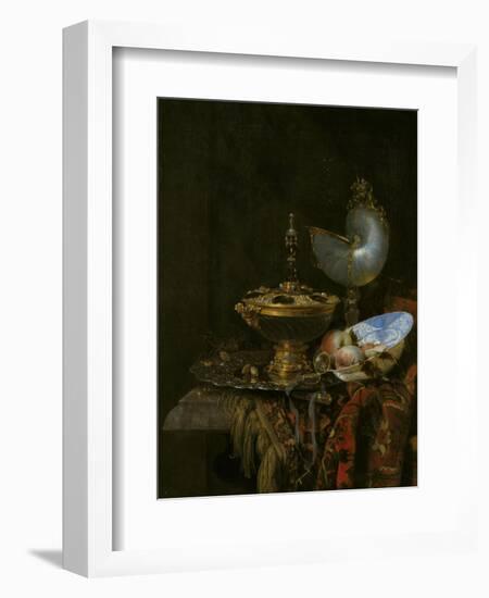 Pronk Still Life with Holbein Bowl, Nautilus Cup, Glass Goblet and Fruit Dish, 1678-Willem Kalf-Framed Giclee Print