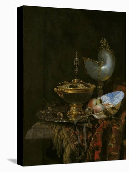 Pronk Still Life with Holbein Bowl, Nautilus Cup, Glass Goblet and Fruit Dish, 1678-Willem Kalf-Stretched Canvas