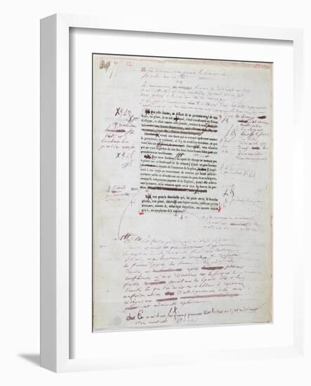 Proof of Printed Page with Annotations by the Author-Honore de Balzac-Framed Giclee Print