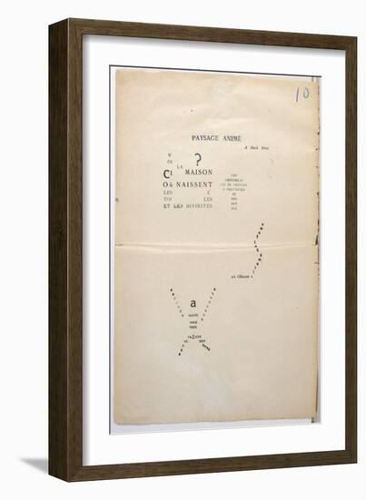 Proofing Copy of a Page from Et Moi Aussi Je Suis Peintre, c.1914-Guillaume Apollinaire-Framed Giclee Print