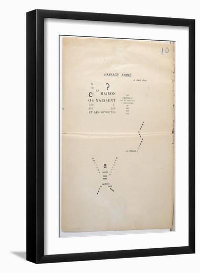 Proofing Copy of a Page from Et Moi Aussi Je Suis Peintre, c.1914-Guillaume Apollinaire-Framed Giclee Print