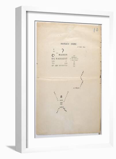 Proofing Copy of a Page from Et Moi Aussi Je Suis Peintre, c.1914-Guillaume Apollinaire-Framed Giclee Print