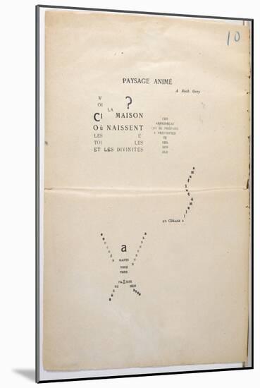 Proofing Copy of a Page from Et Moi Aussi Je Suis Peintre, c.1914-Guillaume Apollinaire-Mounted Giclee Print