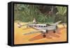 Prop Plane on Landing Strip in Jungle-null-Framed Stretched Canvas