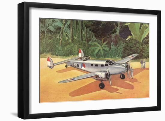 Prop Plane on Landing Strip in Jungle-null-Framed Art Print