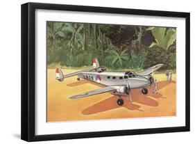 Prop Plane on Landing Strip in Jungle-null-Framed Art Print