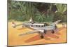 Prop Plane on Landing Strip in Jungle-null-Mounted Art Print