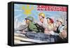 Propaganda Poster, Wonsan City, Democratic People's Republic of Korea (DPRK), North Korea, Asia-Gavin Hellier-Framed Stretched Canvas