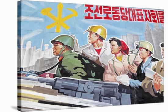 Propaganda Poster, Wonsan City, Democratic People's Republic of Korea (DPRK), North Korea, Asia-Gavin Hellier-Stretched Canvas